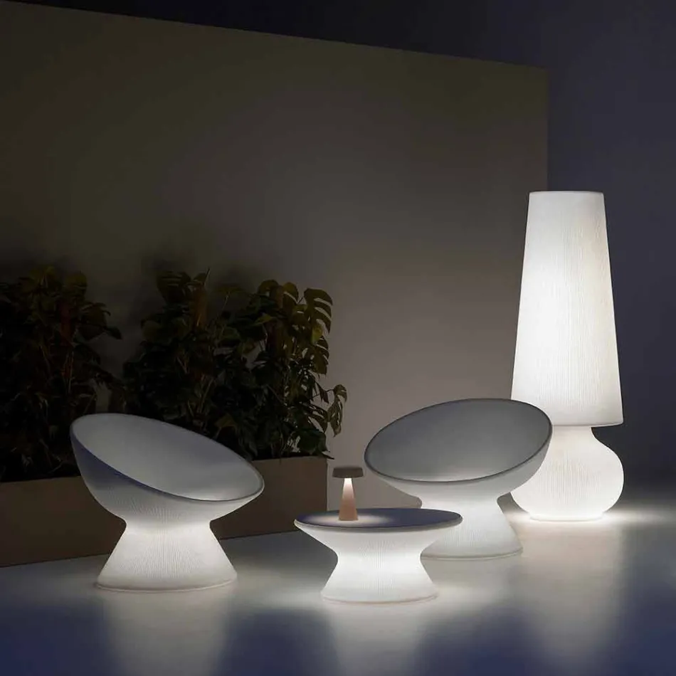 Sillón de exterior luminoso en polietileno con luz LED Made in Italy - Desmond viadurini