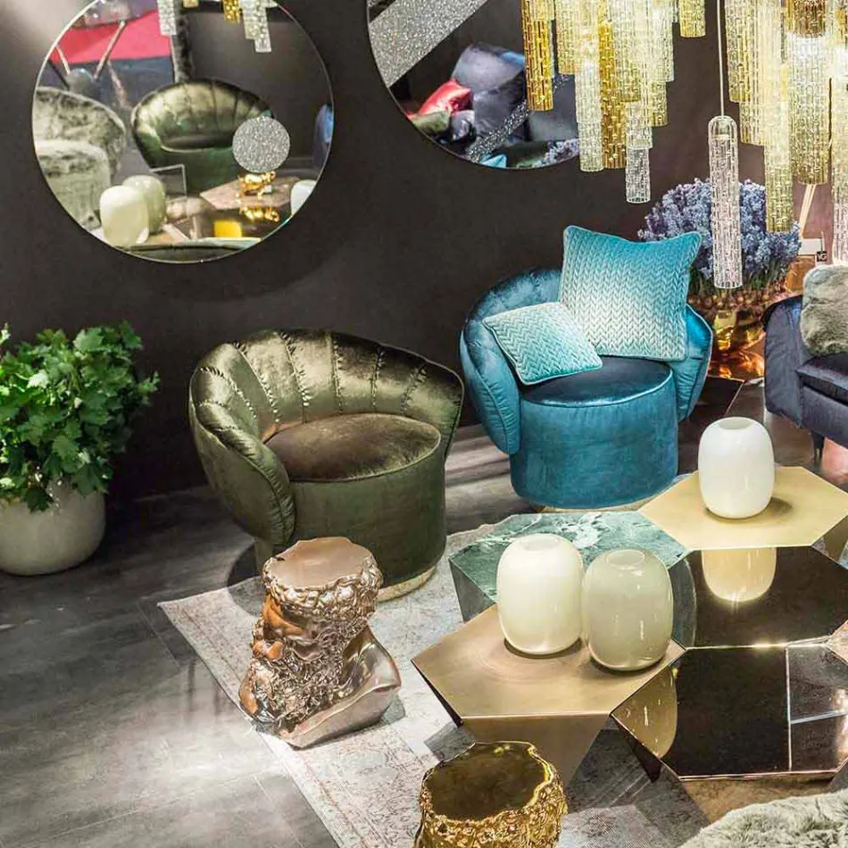 moderno sillón de diseño tapizado en tela Belle viadurini