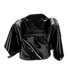 Delia - Sillón moderno con drapeado de plexiglás negro, fabricado en Italia. viadurini