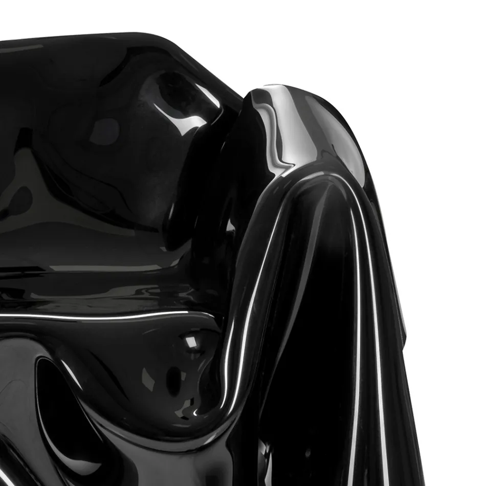 Delia - Sillón moderno con drapeado de plexiglás negro, fabricado en Italia. viadurini