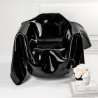 Delia - Sillón moderno con drapeado de plexiglás negro, fabricado en Italia. viadurini