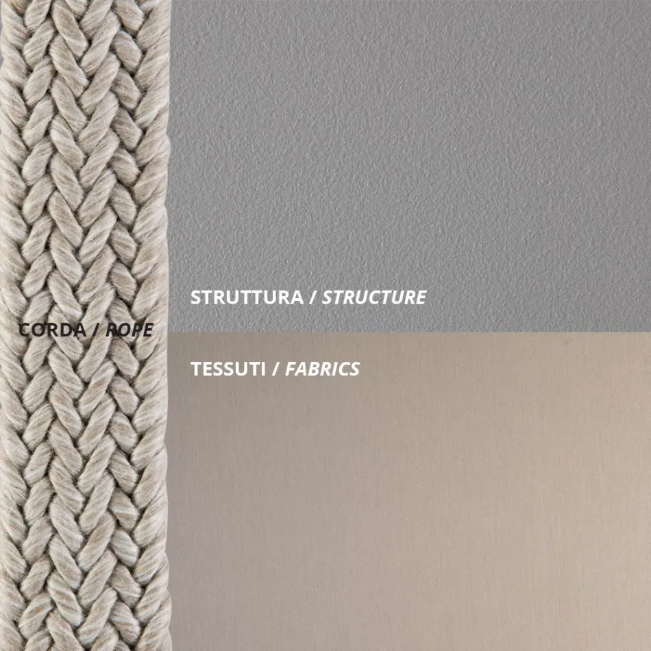 Sillón de exterior en acero y cuerda con cojines Made in Italy - Helga viadurini