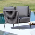 Sillón de exterior en acero Varios tamaños y cojines incluidos Made in Italy - Bronn viadurini