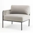Sillón de exterior en acero galvanizado y cuerda con cojines Made in Italy - Helga viadurini