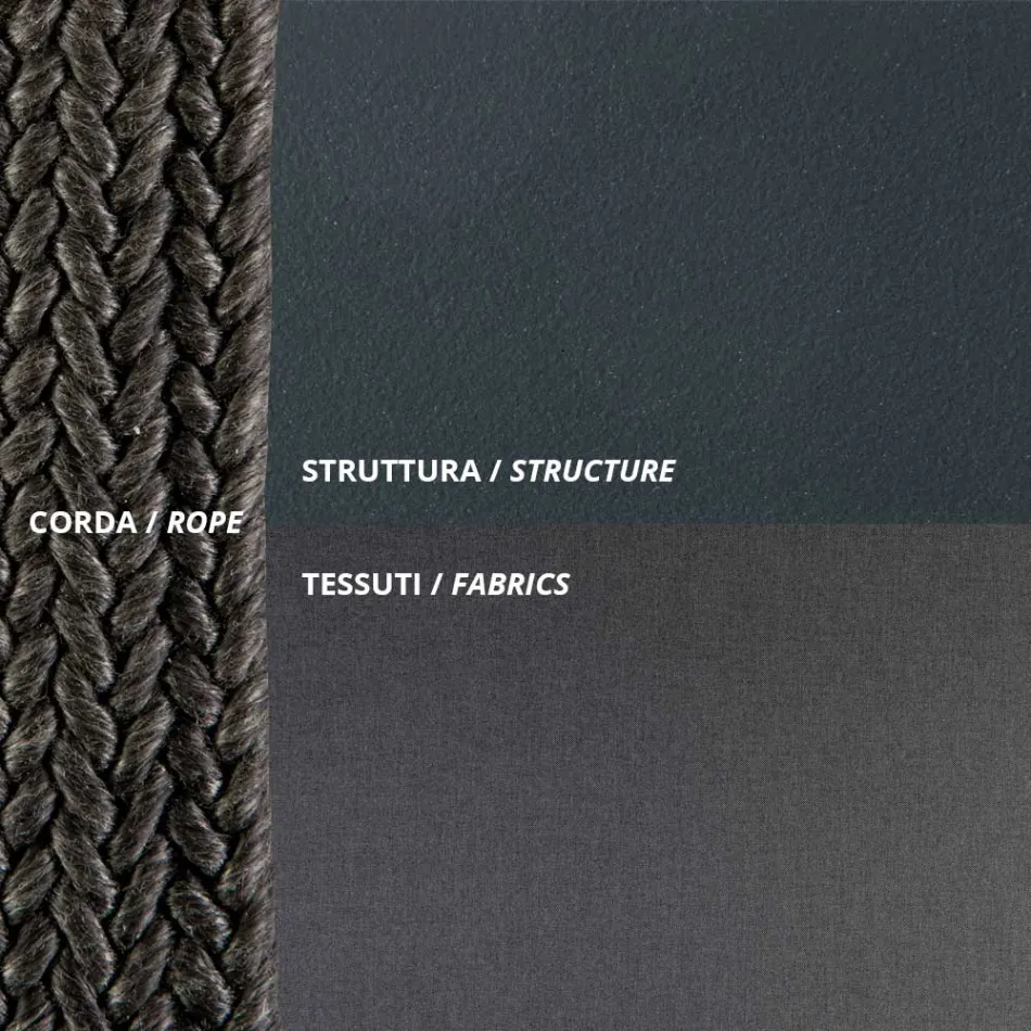 Sillón de exterior en acero galvanizado y cuerda con cojines Made in Italy - Helga viadurini