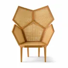 Sillón pentagonal de diseño clásico para sala de estar, L103xP72cm, poste viadurini