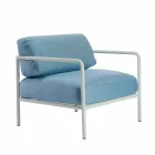Sillón de exterior con reposabrazos de tela y metal Made in Italy - Cola viadurini