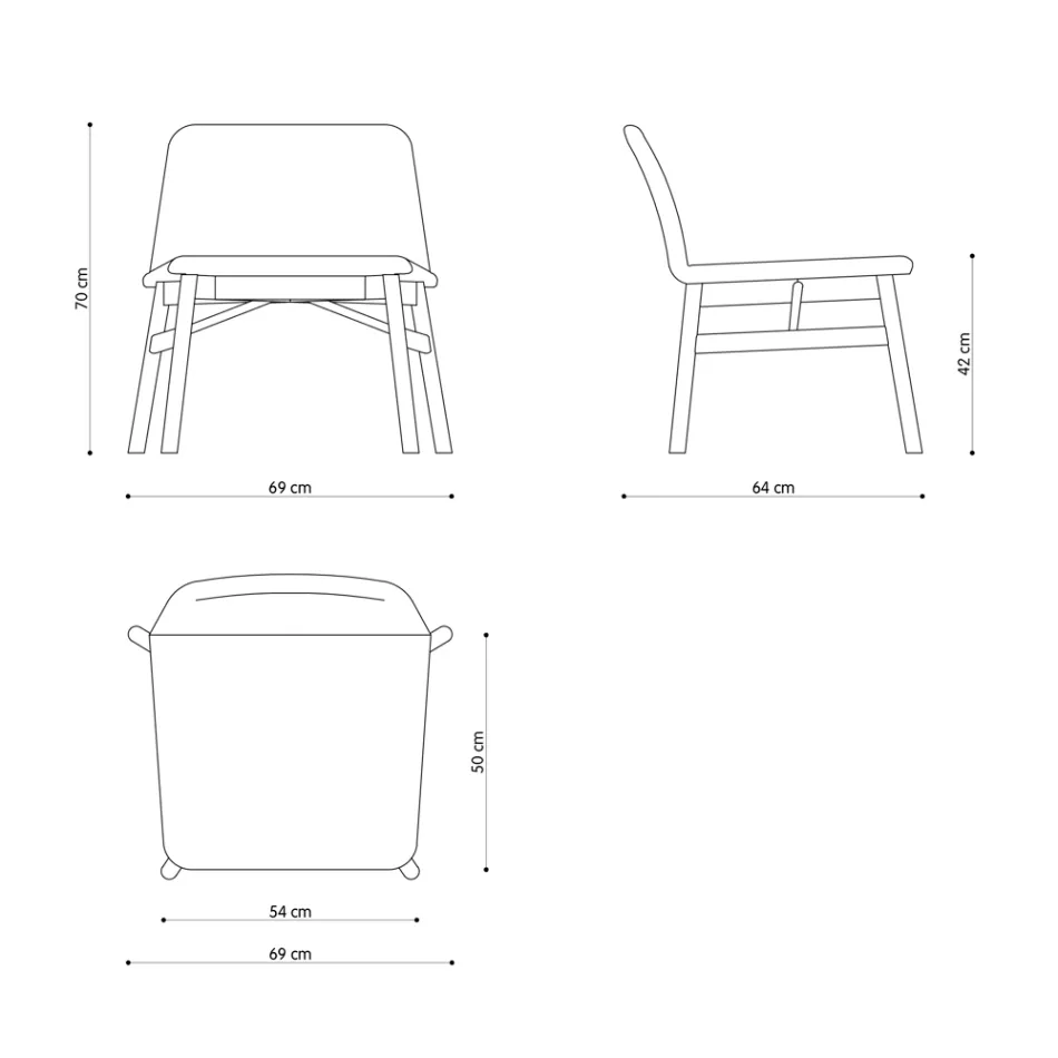Sillón fino en tela o terciopelo con base de haya Made in Italy - Molde viadurini