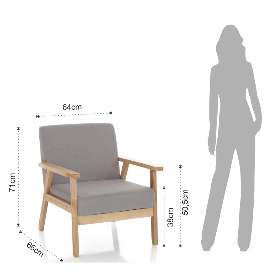 Sillón de Madera Maciza de Pino - Xenón viadurini