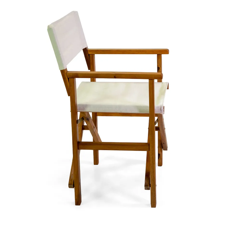 Silla de Director en Madera de Acacia Aceitada Color Natural - Técnica viadurini