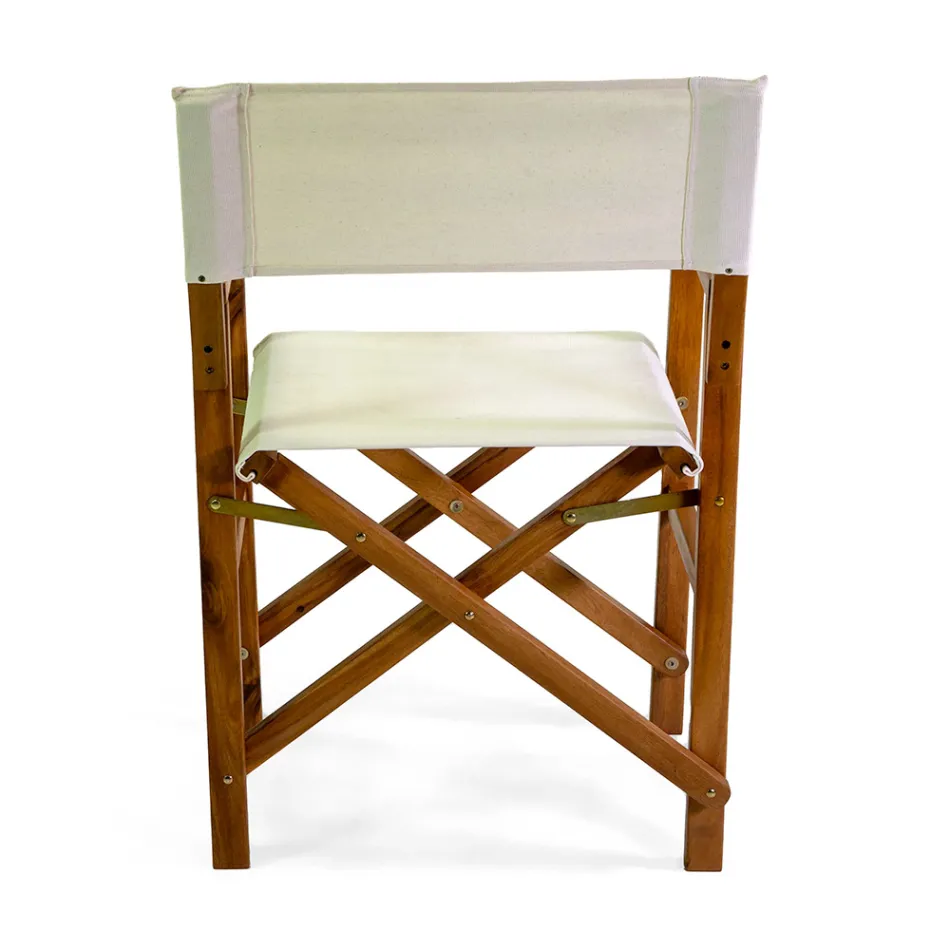 Silla de Director en Madera de Acacia Aceitada Color Natural - Técnica viadurini