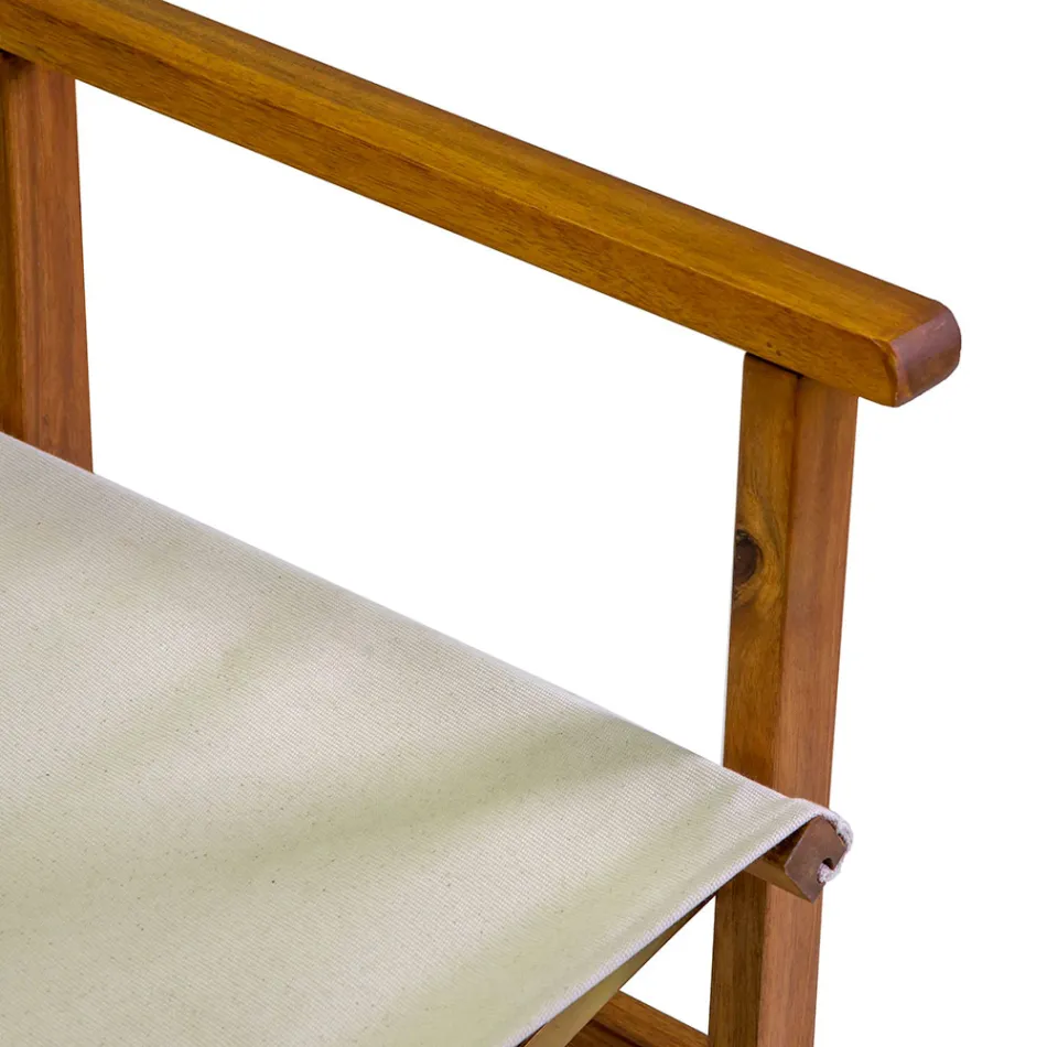 Silla de Director en Madera de Acacia Aceitada Color Natural - Técnica viadurini