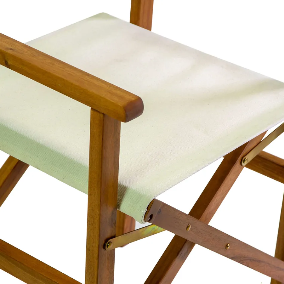 Silla de Director en Madera de Acacia Aceitada Color Natural - Técnica viadurini