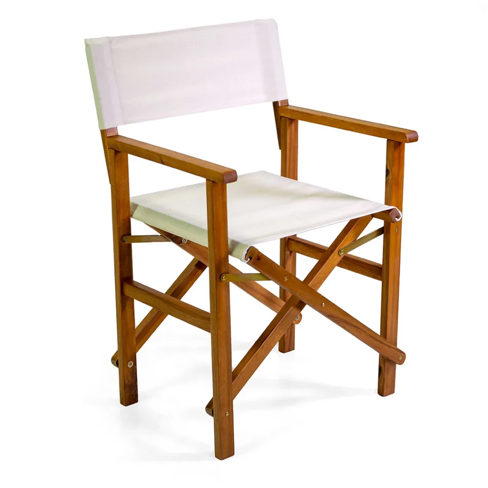 Silla de Director en Madera de Acacia Aceitada Color Natural - Técnica viadurini