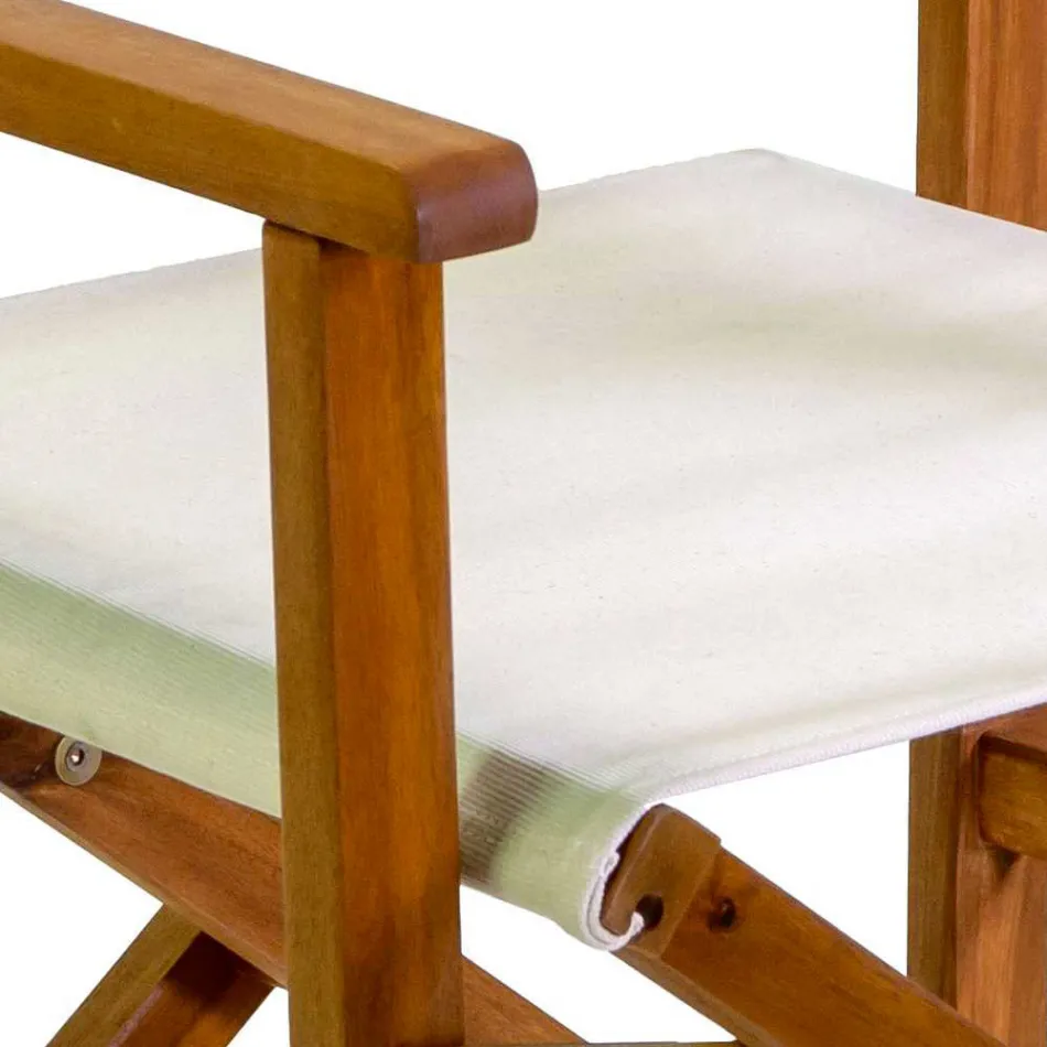 Silla de Director en Madera de Acacia Aceitada Color Natural - Técnica viadurini