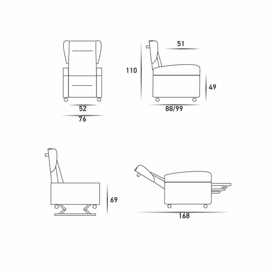 relajarse 4 motores fabricados en Italia Giglio, diseño moderno sillón ortopédica viadurini