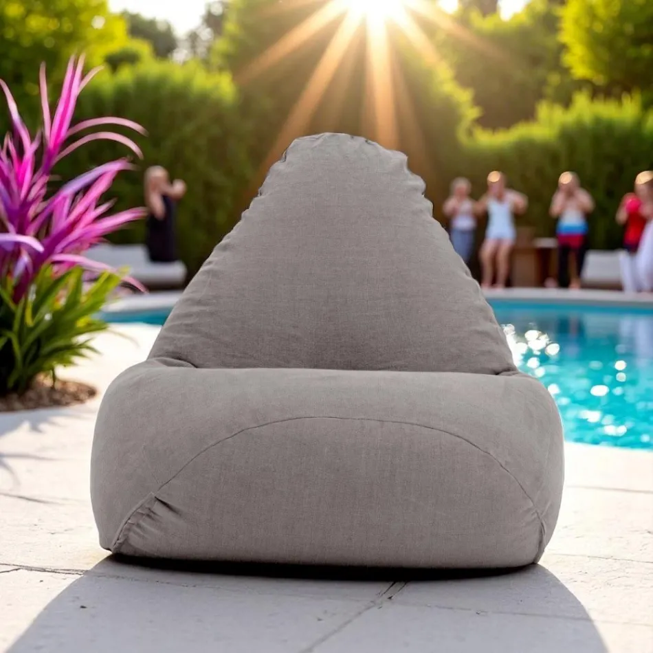 Sillón Puff de Jardín en Tela para Exteriores Gris Paloma - Maestrale viadurini