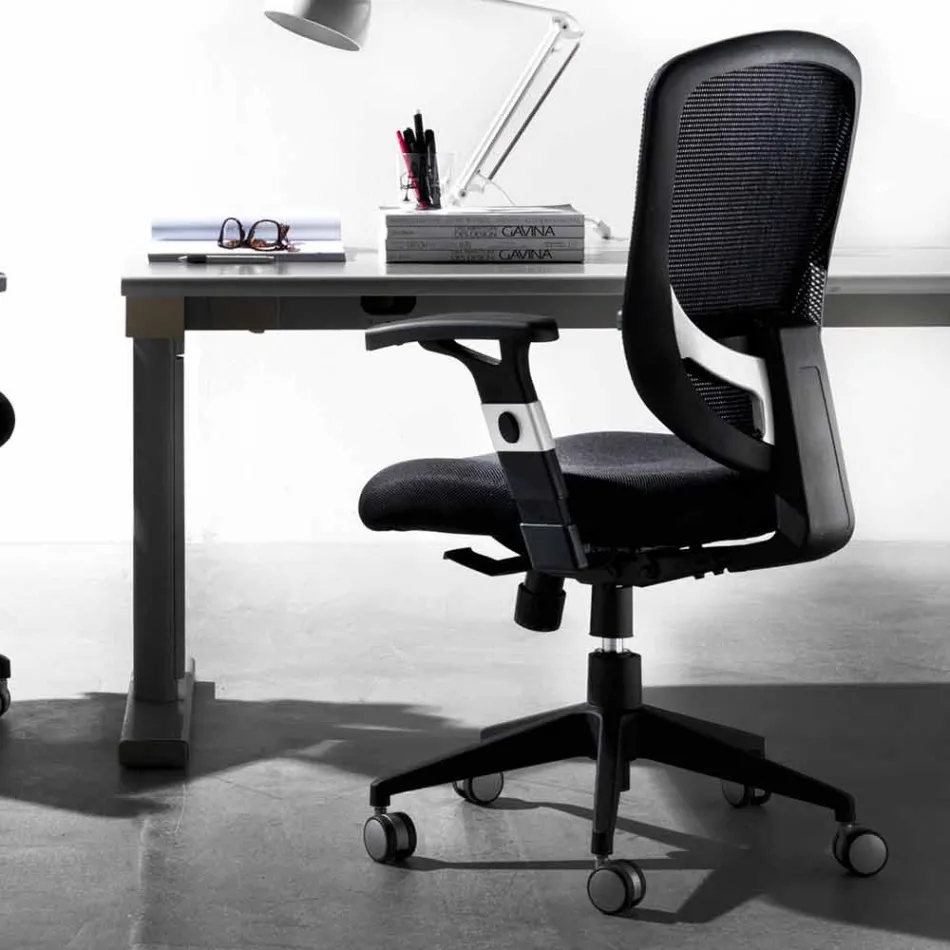 Sillón giratorio moderno semi-direccional y operacional en negro Reta - Simona viadurini