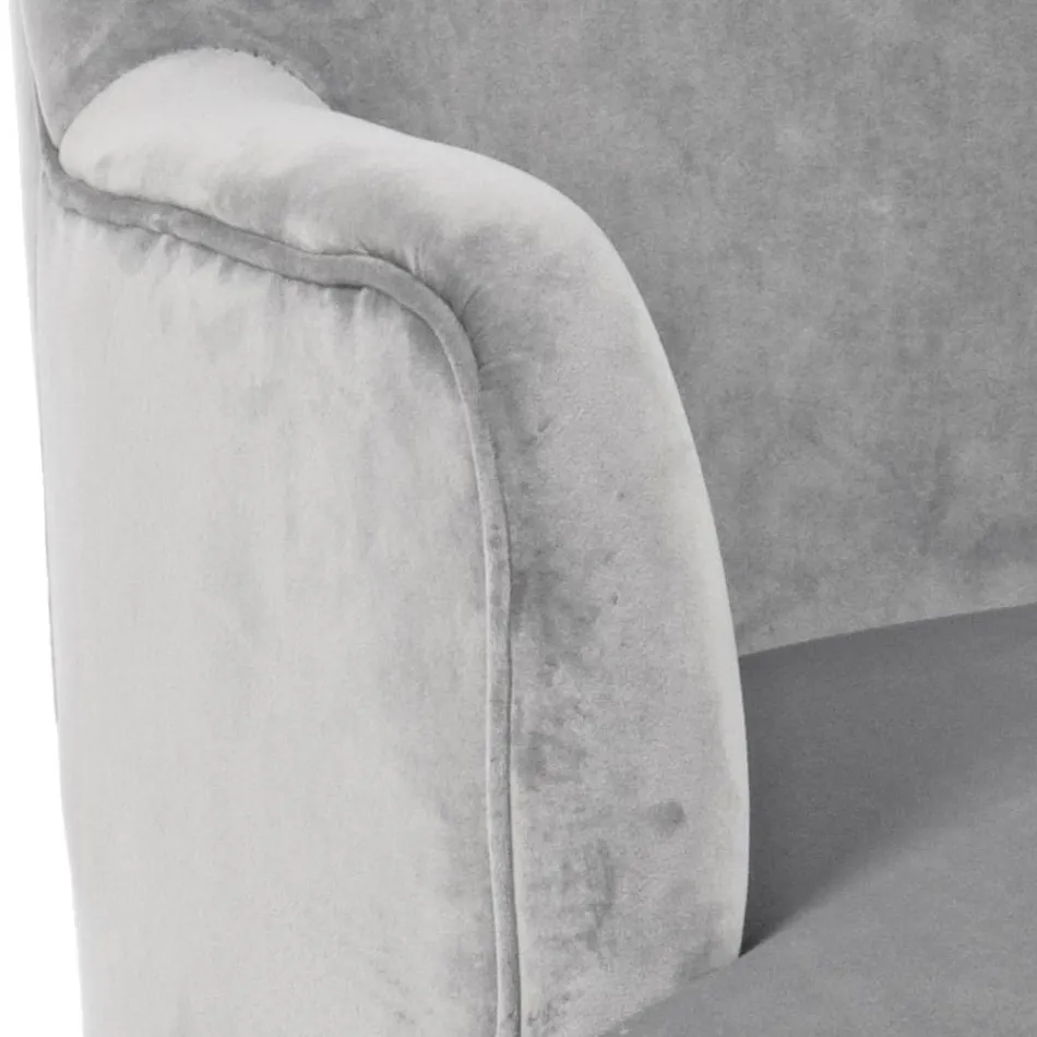 Sillón de salón en madera y efecto terciopelo de diseño escandinavo - Cinzio viadurini