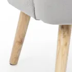 Sillón de salón en madera y efecto terciopelo de diseño escandinavo - Cinzio viadurini