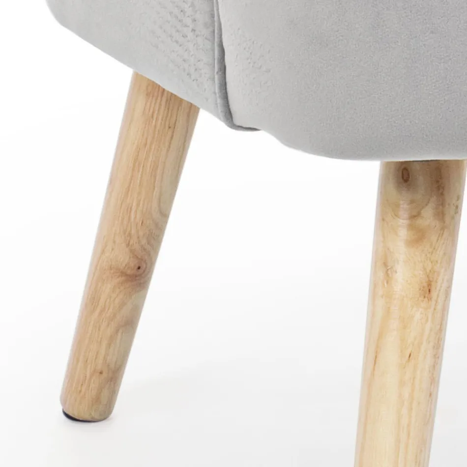 Sillón de salón en madera y efecto terciopelo de diseño escandinavo - Cinzio viadurini