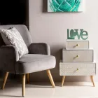 Sillón de salón en madera y efecto terciopelo de diseño escandinavo - Cinzio viadurini