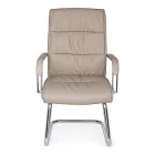 Silla de Oficina Trineo Acero y Ecopiel con Reposabrazos 2 Piezas - Monaldo viadurini