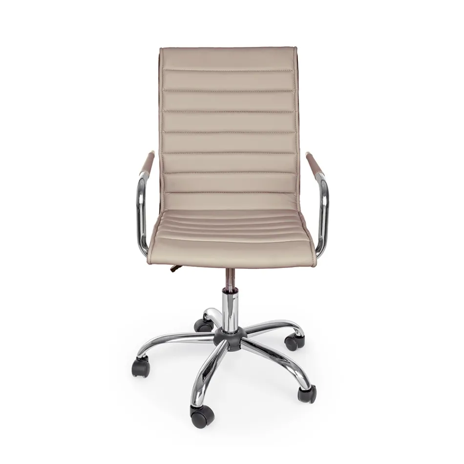 Sillón de oficina ergonómico con apoyabrazos de acero y piel sintética - Mantica viadurini