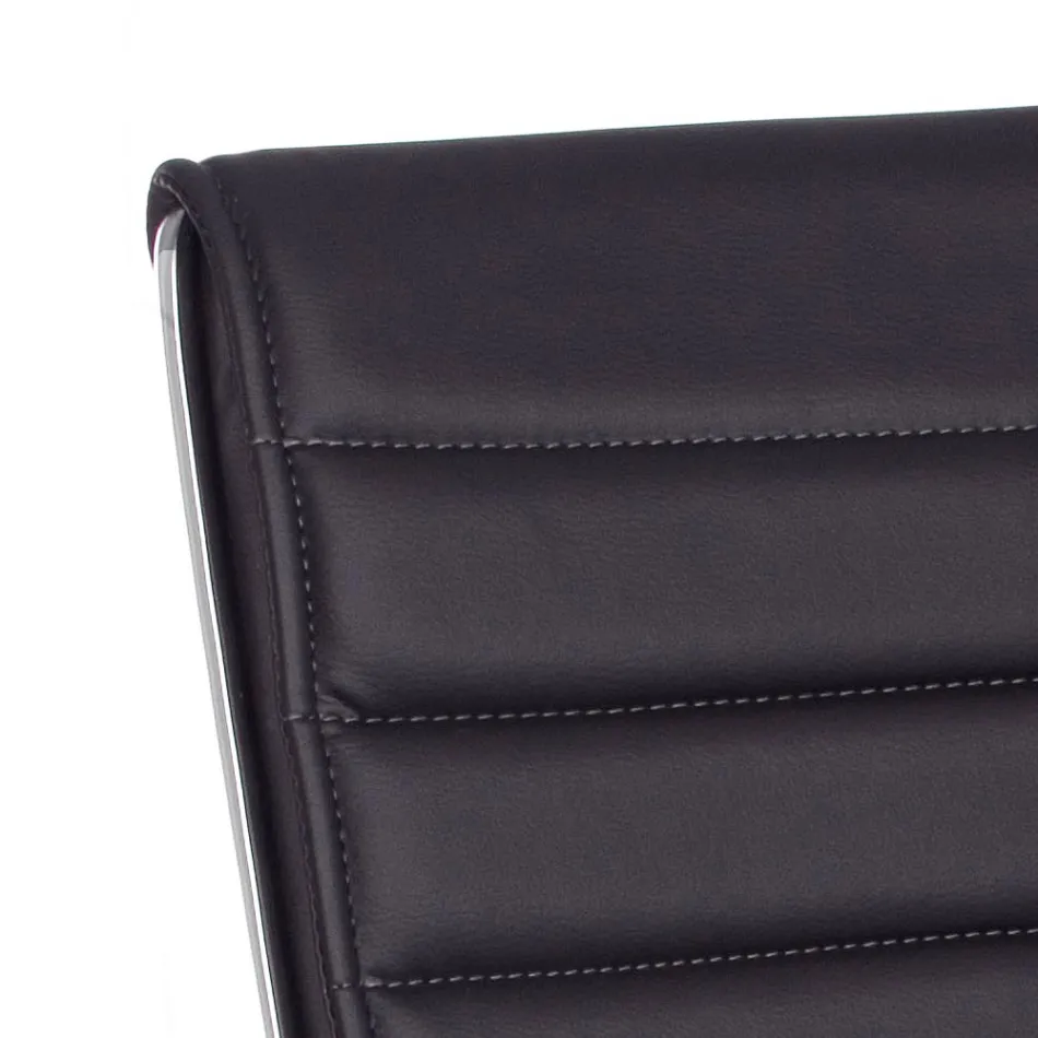 Sillón de oficina ergonómico con apoyabrazos de acero y piel sintética - Mantica viadurini