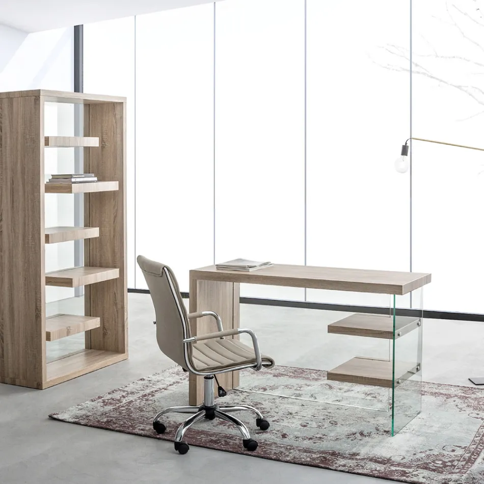 Sillón de oficina ergonómico con apoyabrazos de acero y piel sintética - Mantica viadurini