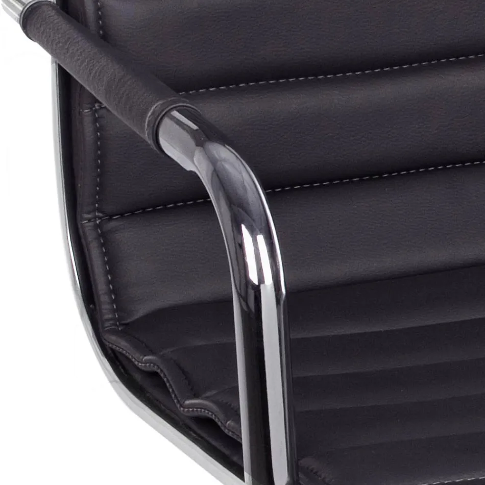 Sillón de oficina ergonómico con apoyabrazos de acero y piel sintética - Mantica viadurini