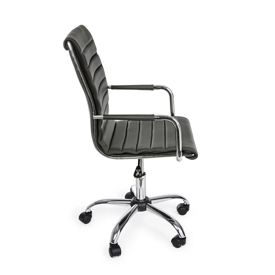 Sillón de oficina ergonómico con apoyabrazos de acero y piel sintética - Mantica viadurini