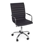 Sillón de oficina ergonómico con apoyabrazos de acero y piel sintética - Mantica viadurini