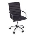 Sillón de oficina ergonómico con apoyabrazos de acero y piel sintética - Mantica
