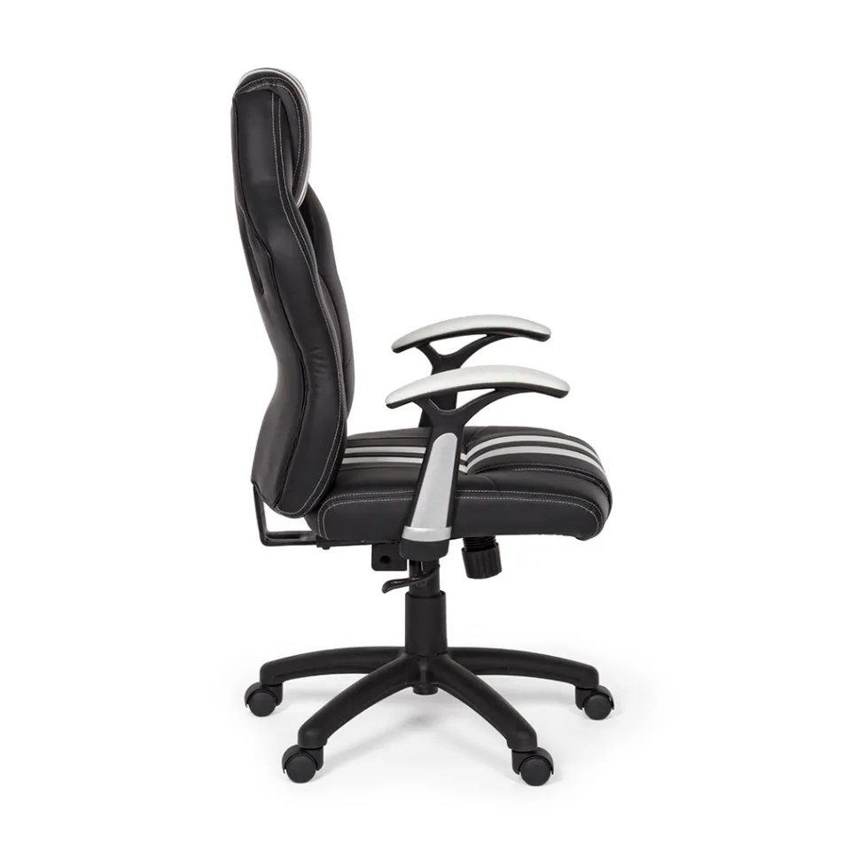 Sillón de oficina giratorio reclinable en ecopiel y nailon 2 colores - Saronno viadurini