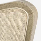 Sillón vintage de madera con reposabrazos de ratán y poliéster - Ludovica viadurini