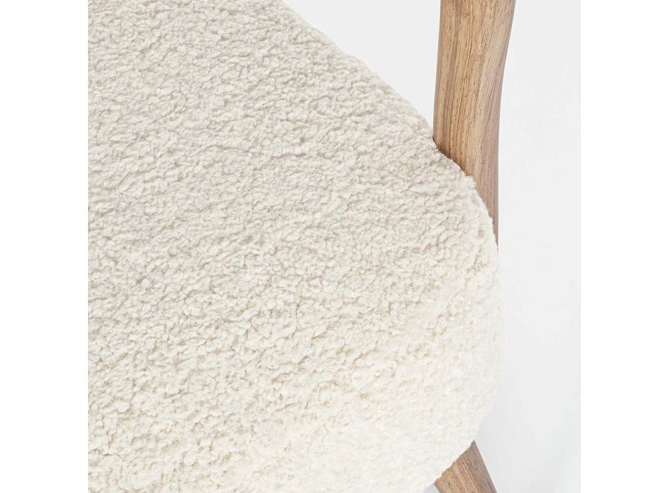 Sillón VIntage en madera de caucho y asiento y apoyabrazos con efecto de lana - Patrizia viadurini