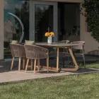 Sillón de exterior en teca y tejido de polietileno - Jhon viadurini