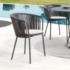 Sillón de jardín en acero y cuerda Made in Italy 2 piezas - Bronn viadurini