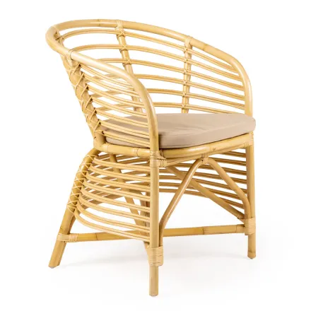 Sillón de Jardín en Ratán Natural, Cojín Incluido, - Torvi viadurini