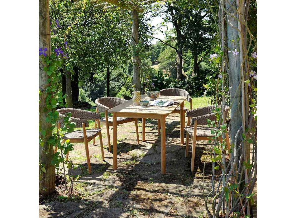Sillón de jardín en teca y cuerda Made in Italy - Liberato viadurini