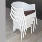 Silla apilable de aluminio revestida de mimbre blanco - Bruma viadurini