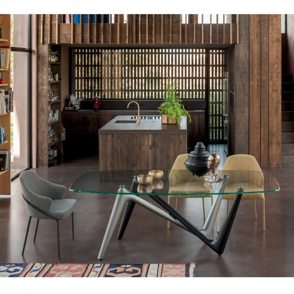 Sillón de metal y asiento de tejido reciclado Made in Italy - Sage viadurini