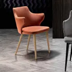 Sillón de comedor de diseño en tela de colores y fresno - Duchess viadurini
