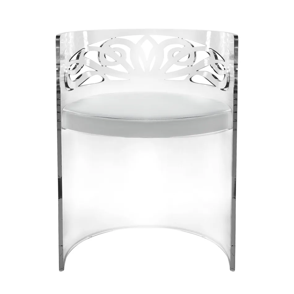 Sillón de plexiglás transparente con asiento acolchado, fabricado en Italia - Caelia viadurini