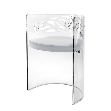 Sillón de plexiglás transparente con asiento tapizado, fabricado en Italia - Caelia viadurini