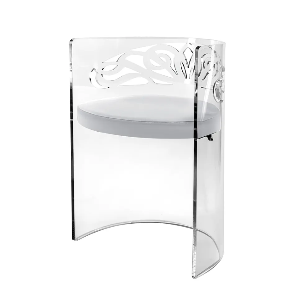 Sillón de plexiglás transparente con asiento tapizado, fabricado en Italia - Caelia viadurini