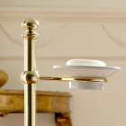 Toallero de suelo con jabonera vintage de latón y cerámica - Rouen viadurini