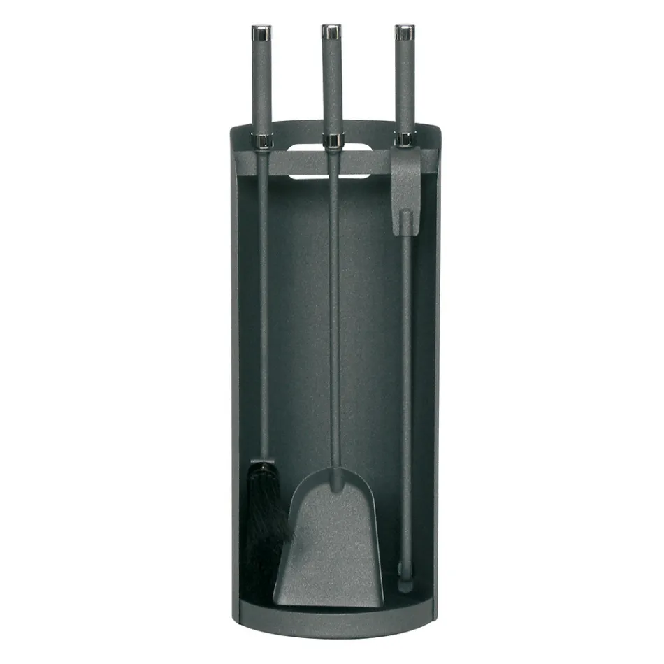Portaherramientas con 3 herramientas metálicas para chimenea Made in Italy - Bazar viadurini