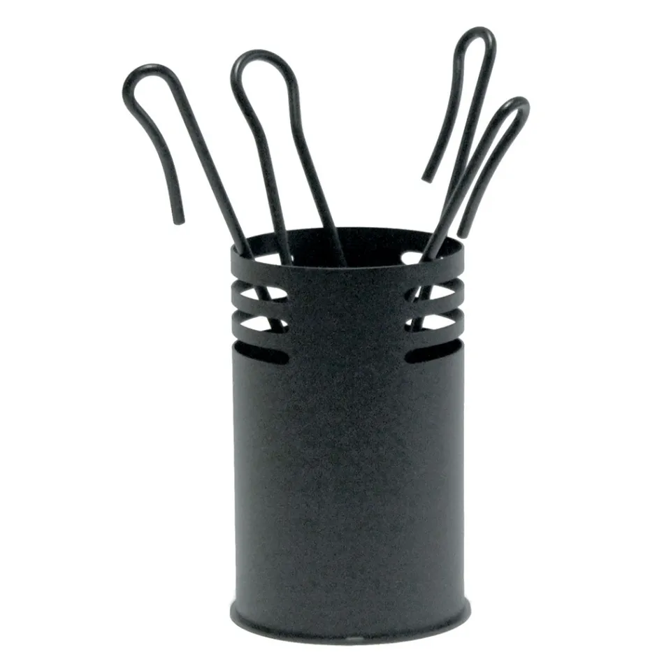 Portaherramientas para chimenea con 4 herramientas de metal Made in Italy - Baobab viadurini